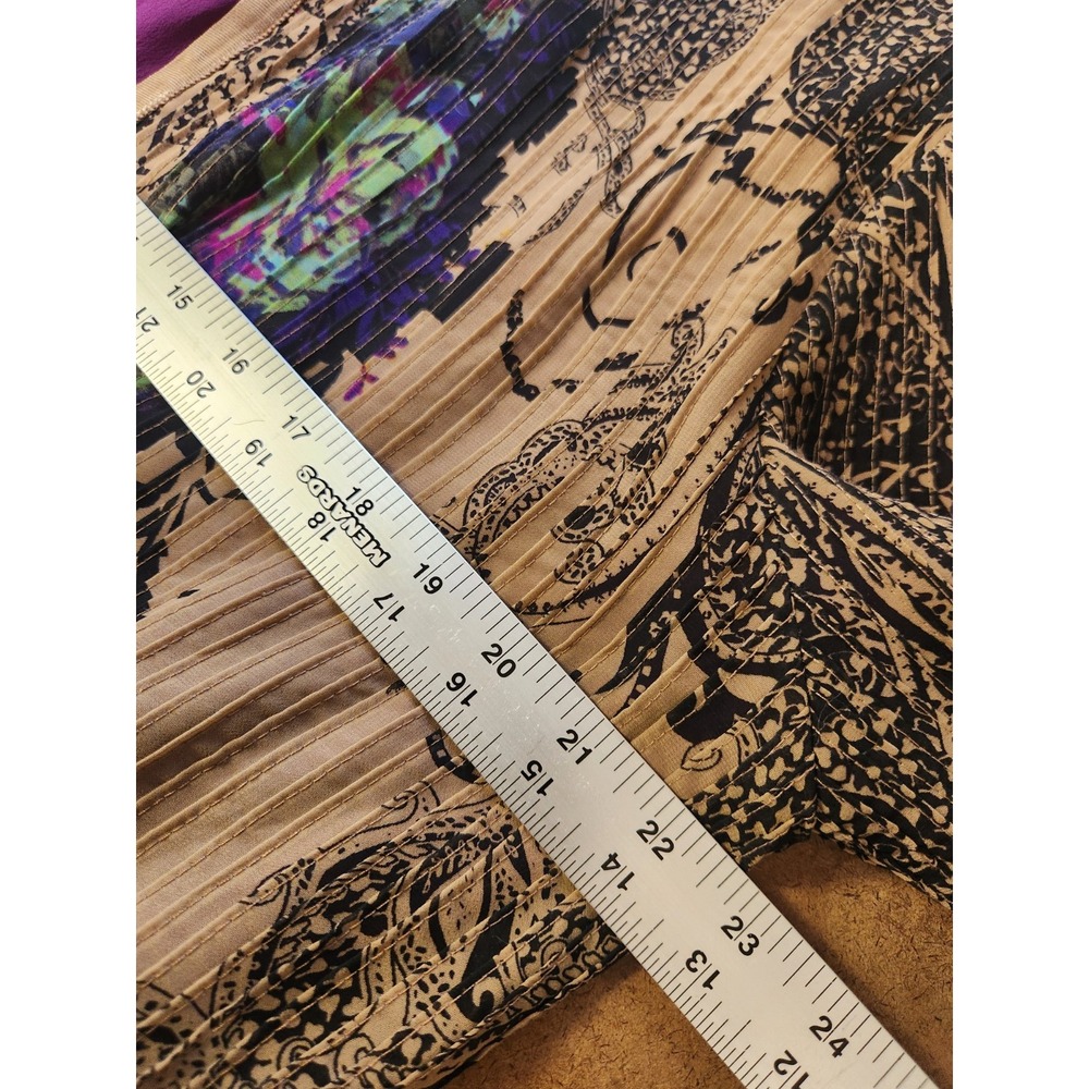 Boho Floral‎ Pleated Cardigan Large Muticolor Abstract Artsy Open Front Jacket - Picture 12 of 16